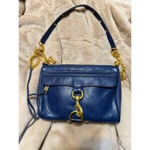Rebecca Minkoff Little M.A.C. Crossbody Purse Navy with Gold Hardware EUC